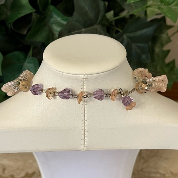 Glass and Crystal Necklace with Flower Beads - Picture 5 of 7